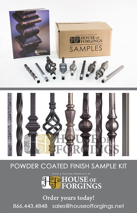 Sample kit includes all nine powder coated finishes & patinas