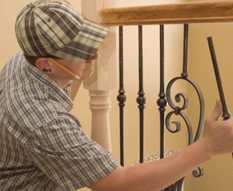 Inserting iron balusters