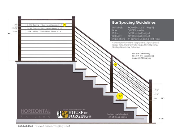 1/2 & 5/8 Horizontal Iron Bar for Modern Balustrade