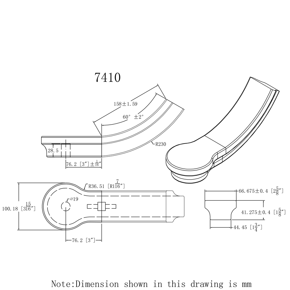 7410 Start Easing with Cap Wood Handrail Fitting | House of Forgings ...