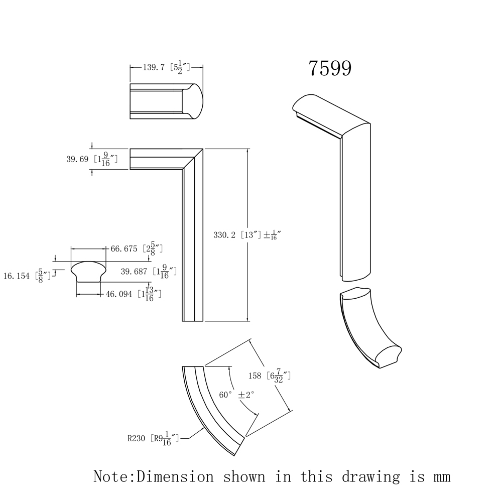 7599 – 2 Rise Straight Gooseneck Wood Handrail Fitting | House of ...