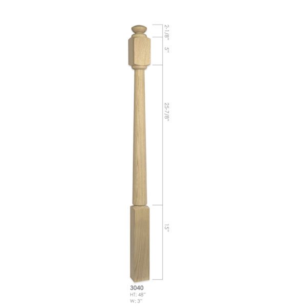 3040 - 3" x 48" Wooden Newel Post - Post to Post - Rohe