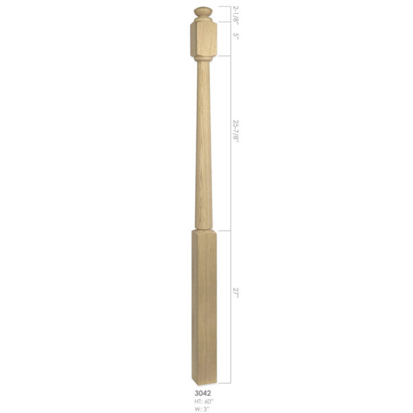 3042 - 3" x 60" Wooden Newel Post - Post to Post - Rohe