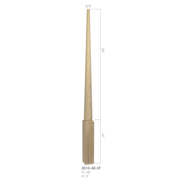 3010-48-SP - 3" x 48" Wooden Newel Post - Stabilizer - Rohe