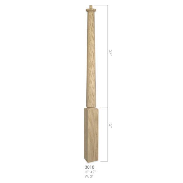 3010 - 3" x 42" Wooden Newel Post - Pin Top - Rohe