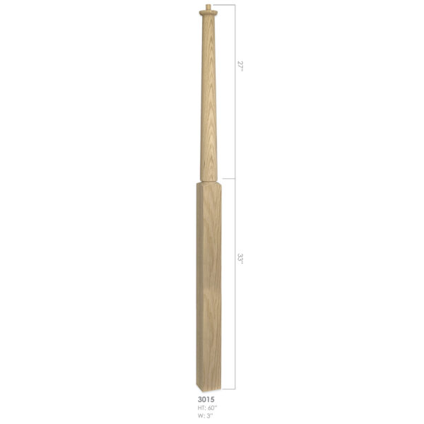 3015 - 3" x 60" Wooden Newel Post - Pin Top - Rohe