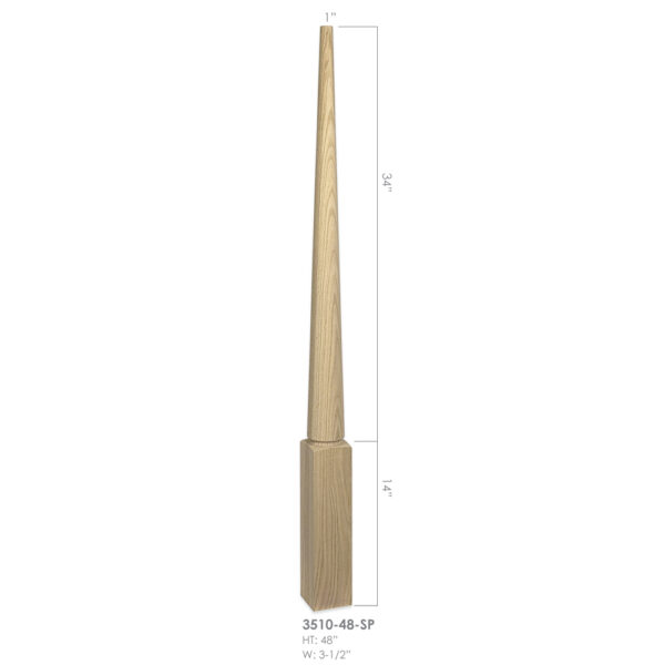 3510-48-SP - 3.5" x 48" Wooden Newel Post - Stabilizer - Rohe