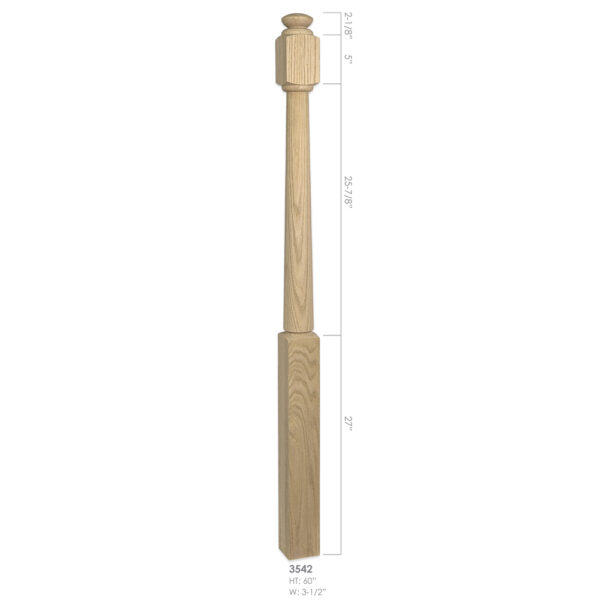 3542 - 3.5" x 60" Wooden Newel Post - Post to Post - Rohe