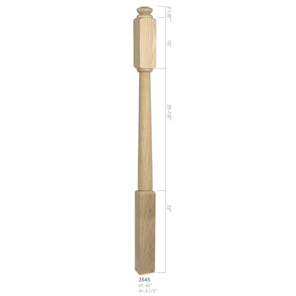 3545 - 3.5" x 60" Wooden Newel Post - Post to Post - Rohe