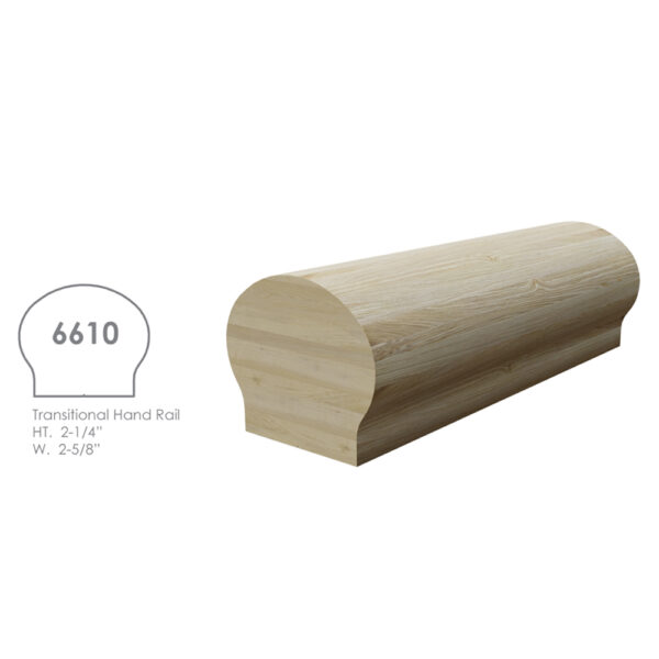 6610 - 2-1/4" x 2-5/8" Wood Handrail