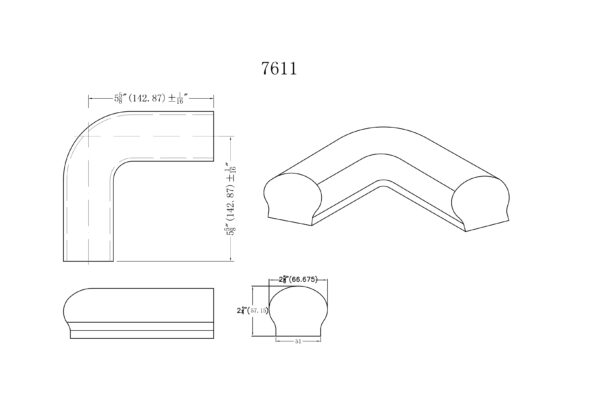 7611 Level Quarter Turn Wood Handrail Fitting