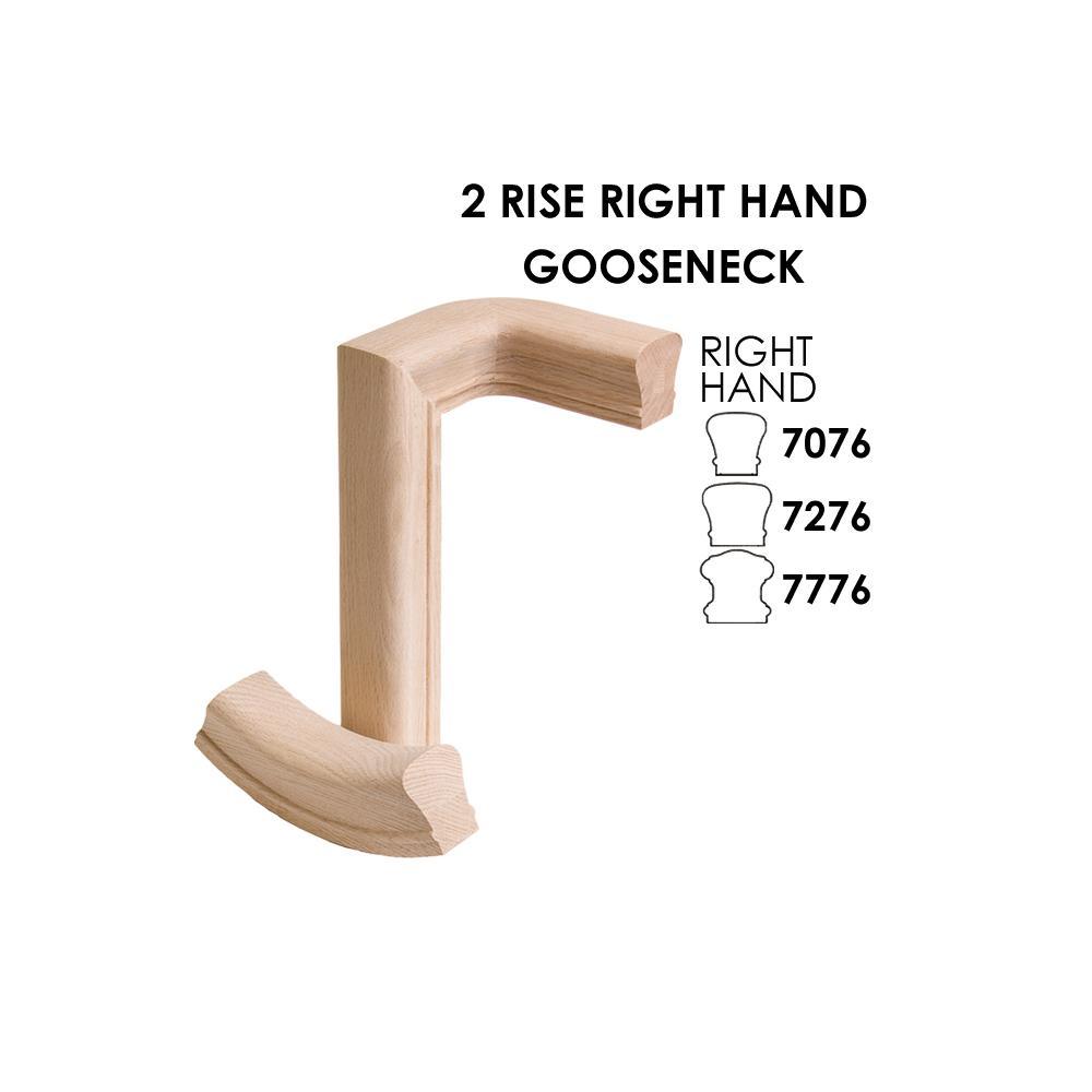 7276 2 Rise Right Hand Gooseneck Wood Handrail Fitting House of
