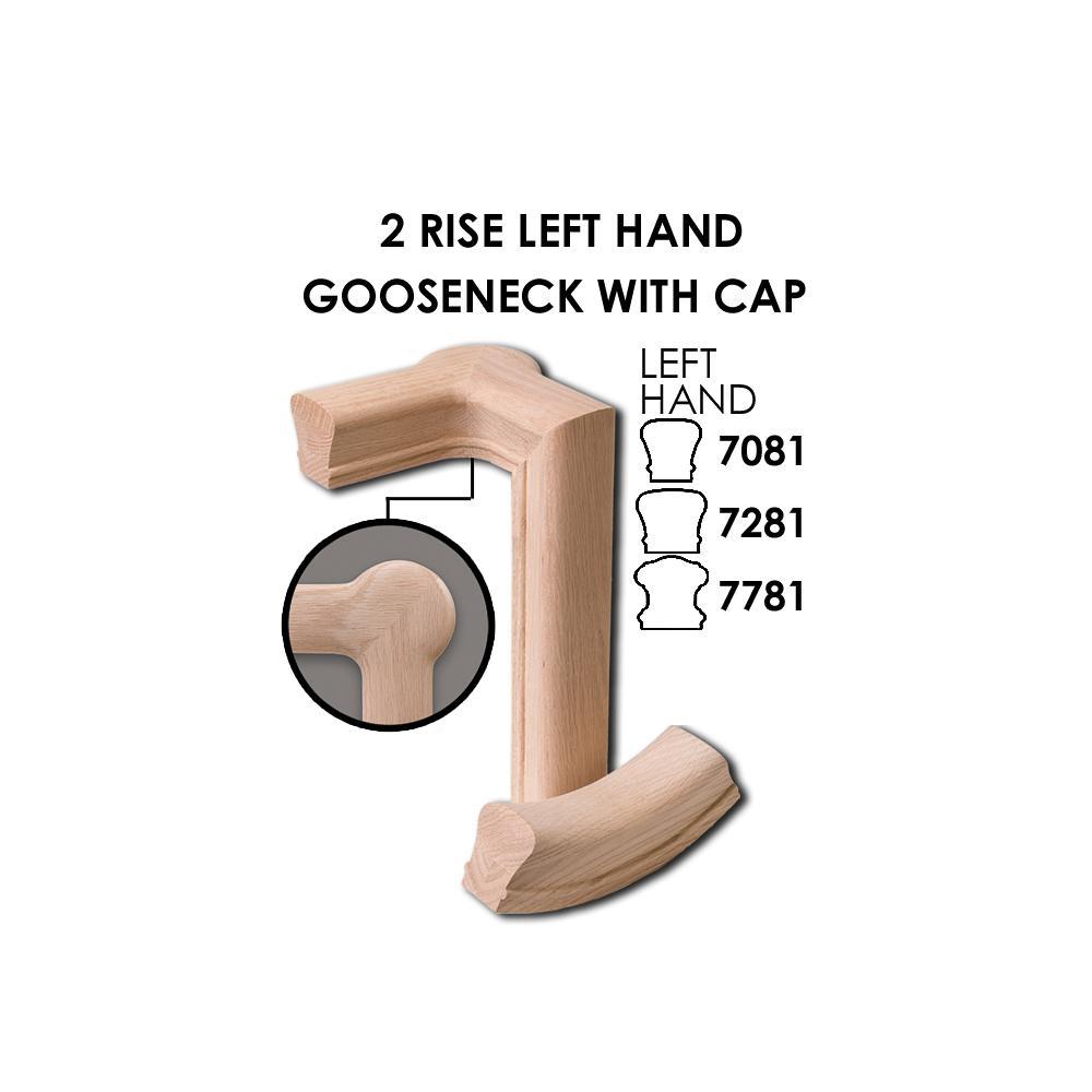 7281 2 Rise Left Hand Gooseneck with Cap Wood Handrail Fitting House